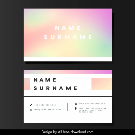 business card template blurred colors plain surface