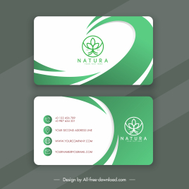 business card template bright green white curves decor