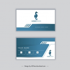 business card template bright modern flat seahorse decor