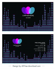 business card template colorful illusion dots lights decor