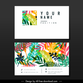 business card template colorful nature elements decor