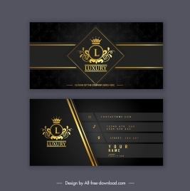 business card template dark luxury golden royal theme