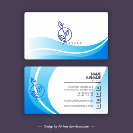 business card template elegant blue white tree sketch