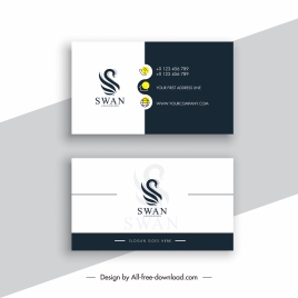 business card template elegant contrast swan logotype