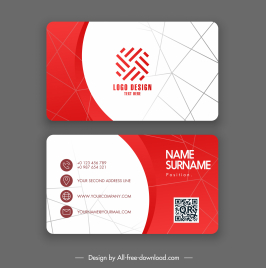 business card template elegant modern red white geometric