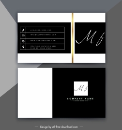 business card template elegant plain black white decor