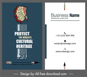 business card template ethnic elements decor