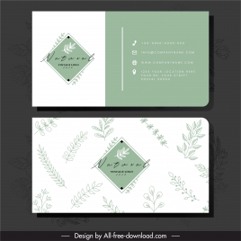 business card template flat classic handdrawn leaf sketch
