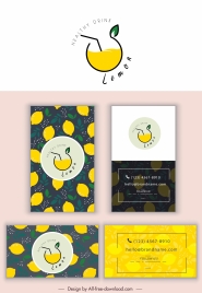 business card template lemon juice theme flat handdrawn