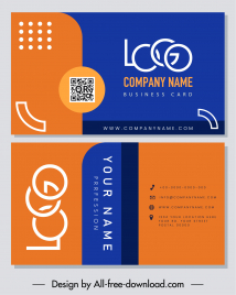 business card template modern flat blue orange decor