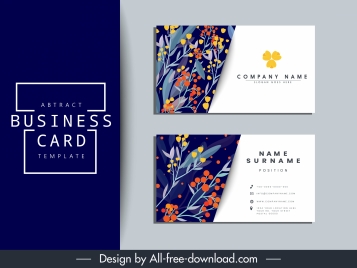 business card template nature theme classical flora decor