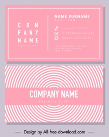 business card template pink flat symmetric rounded curves