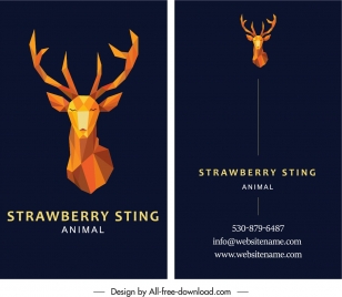 business card template polygonal 3d reindeer decor