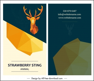 business card template reindeer icon decor 3d polygonal