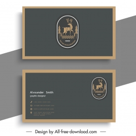 business card template reindeer logo classical plain design