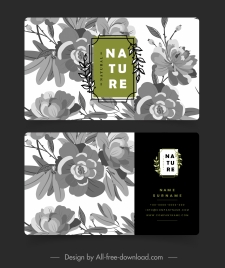 business card template retro botanical decor