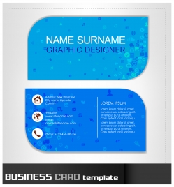 business card template with modern blue background