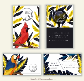 business card templates birds leaves sketch classic design