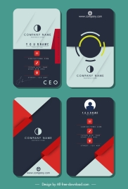 business card templates colored flat vertical technology theme