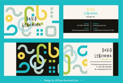 business card templates colorful abstract flat shapes decor