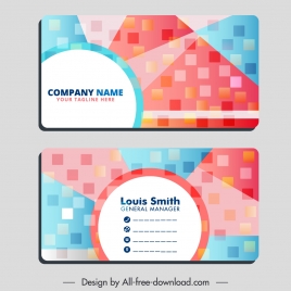business card templates colorful flat blurred squares decor