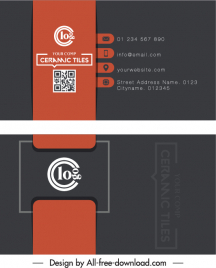 business card templates dark black red flat decor
