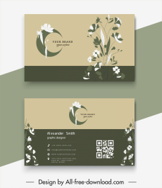 business card templates elegant classical floral decor