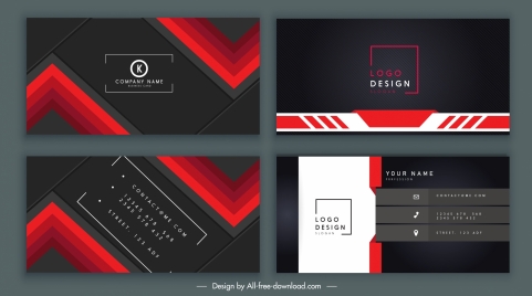 business card templates elegant dark black red decor