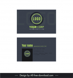 business card templates elegant dark flat plain decor