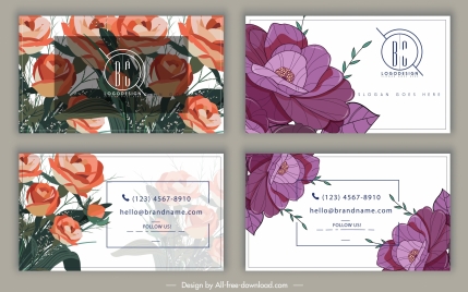 business card templates elegant floral decor