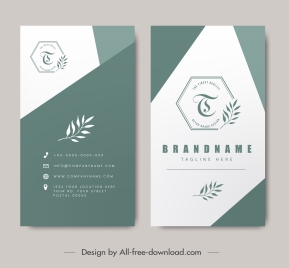 business card templates elegant simple flat leaf decor