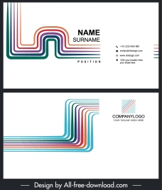 business card templates modern colorful bended lines decor