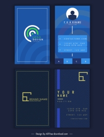 business card templates modern elegant dark blue design