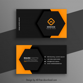 business cards template elegant contrast hexagon decor