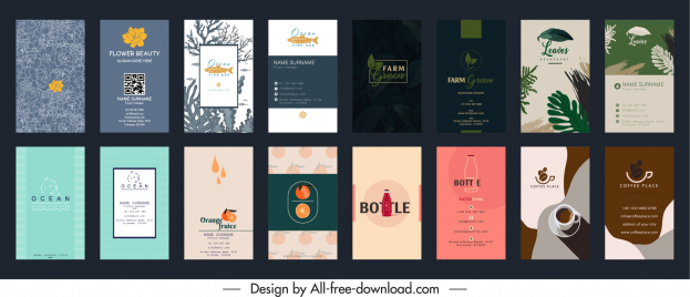 business cards templates collection nature elements themes decr