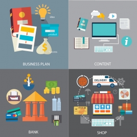 business development elements isolated with various stages