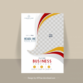 business flyer template bright dynamic checkered curves decor