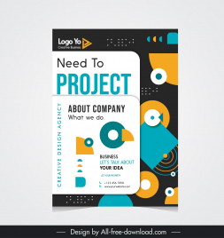 business flyer template geometric objects contrast