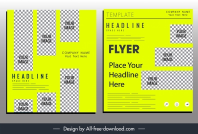business flyer template green design checkered shapes decor
