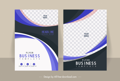 business flyer templates contrast design checkered curves decor