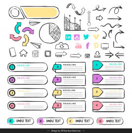 business infographic design elements collection handdrawn classic shapes