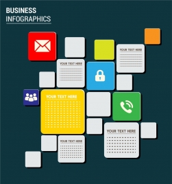business infographic design including interfaces and squares