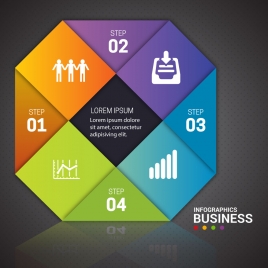 business infographic design with colorful geometries combination