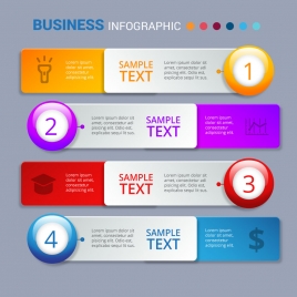 business infographic design with colorful horizontal tabs