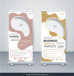 business roll up banner template elegant checkered curves shapes