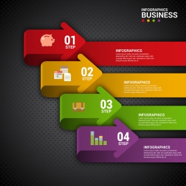 bussiness steps infographic diagram with 3d arrows