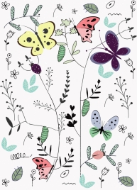 butterfly background colorful flat handdrawn design