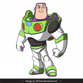 buzz lightyear icon standing astronaut sketch cartoon design