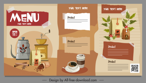 cafe menu template coffee elements stickers decor