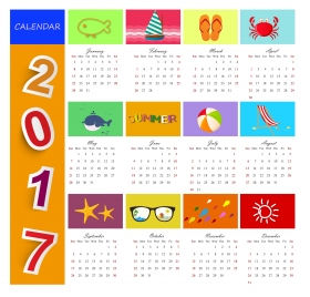 calendar 2017 templates beach time